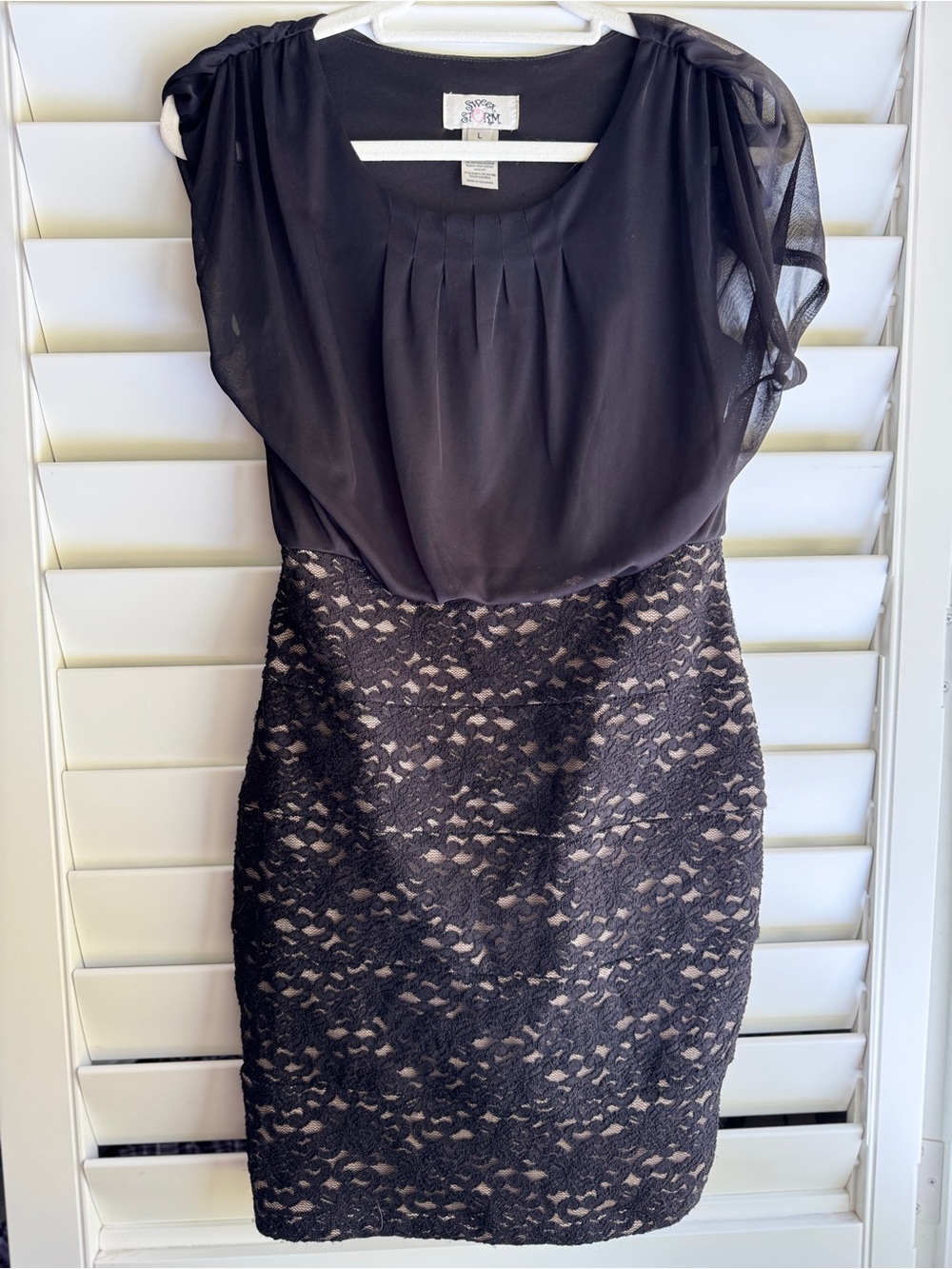 Sweet Storm Black Lace Cocktail Dress with Sheer Bodice